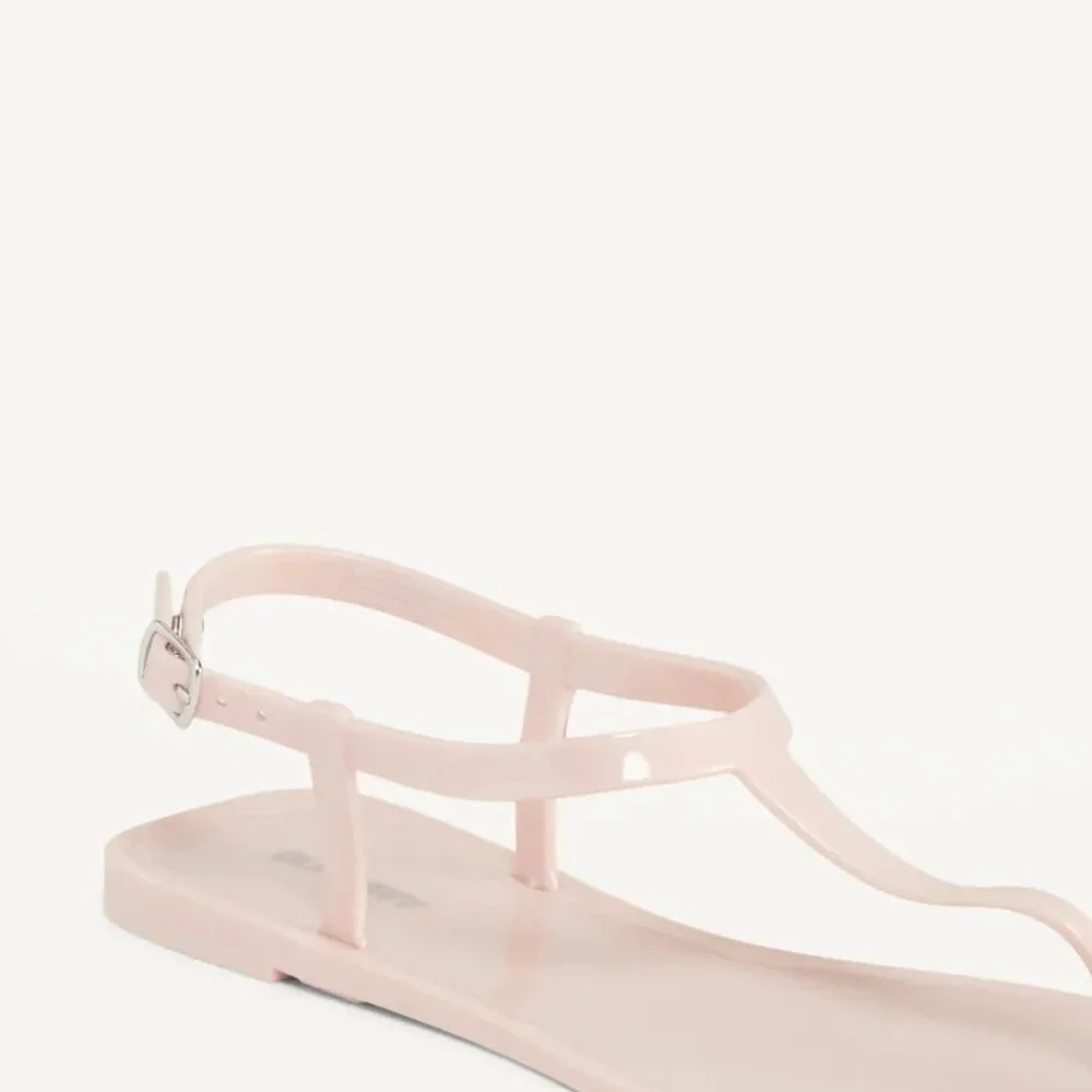 NWT Old Navy Pink Opaque Jelly T-Strap Sandals 8